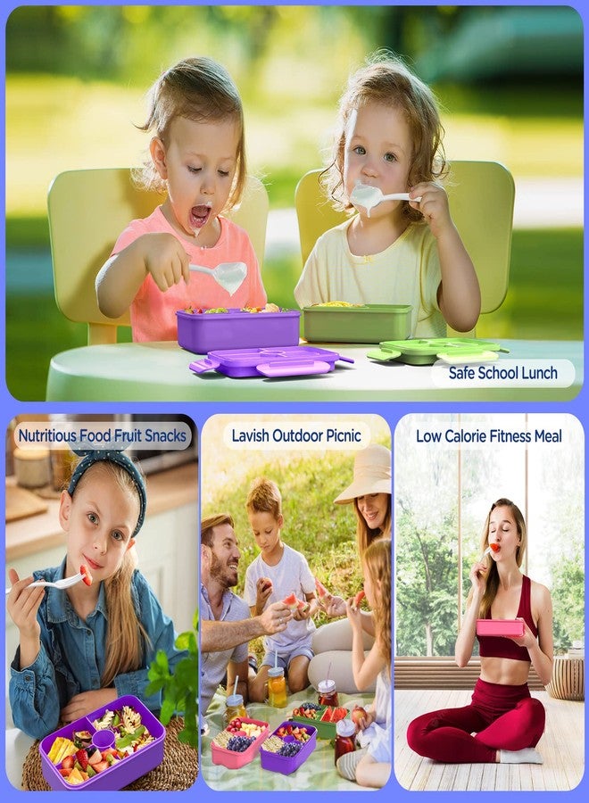 DaCool Lunch Box Kids Bento Box 7.5 Cups with 4-Compartment Leakproof BPA Free Toddler Girls Lunch Containers with Fork Spoon for Meal Snack School Picnic Travel, Microwave Dishwasher Safe, Purple - Image 5